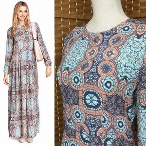 H&M Multicolor Long Sleeve Maxi Dress Sz 10 NWT